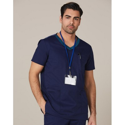 Mens Contrast Colour S/S Scrub Top